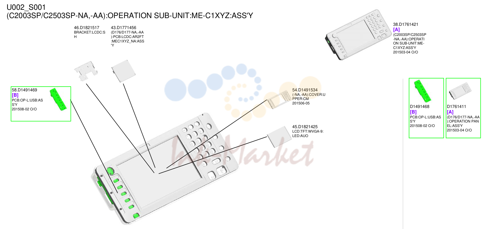 5. (C2003SP/C2503SP-NA,-AA):OPERATION SUB-UNIT:ME-C1XYZ:ASS'Y
