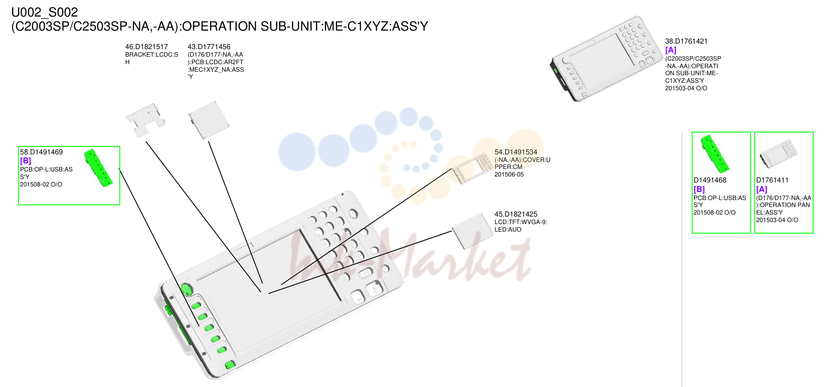 7. (C2003SP/C2503SP-NA,-AA):OPERATION SUB-UNIT:ME-C1XYZ:ASS'Y