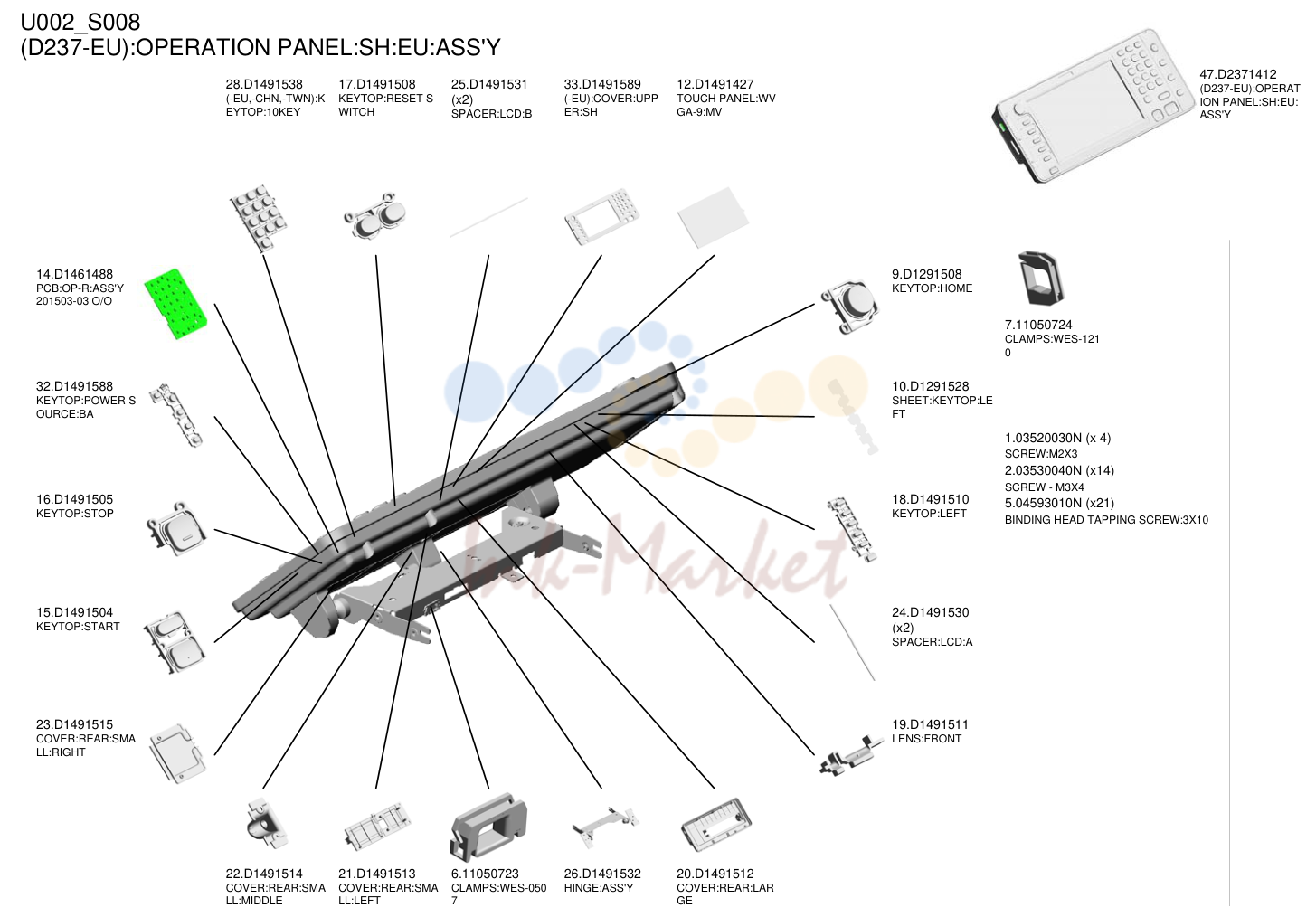 18. (D237-EU):OPERATION PANEL:SH:EU:ASS'Y