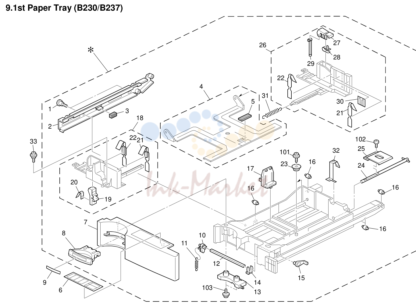 9. 1st Paper Tray (B230/B237)
