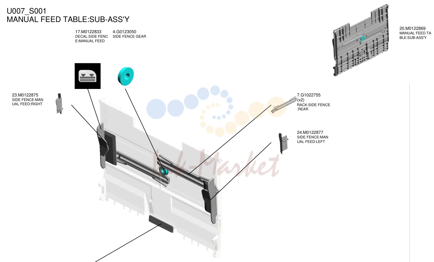 14. MANUAL FEED TABLE:SUB-ASS'Y