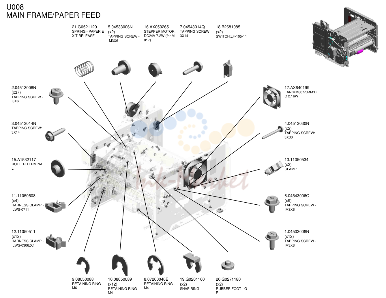 15. MAIN FRAME/PAPER FEED