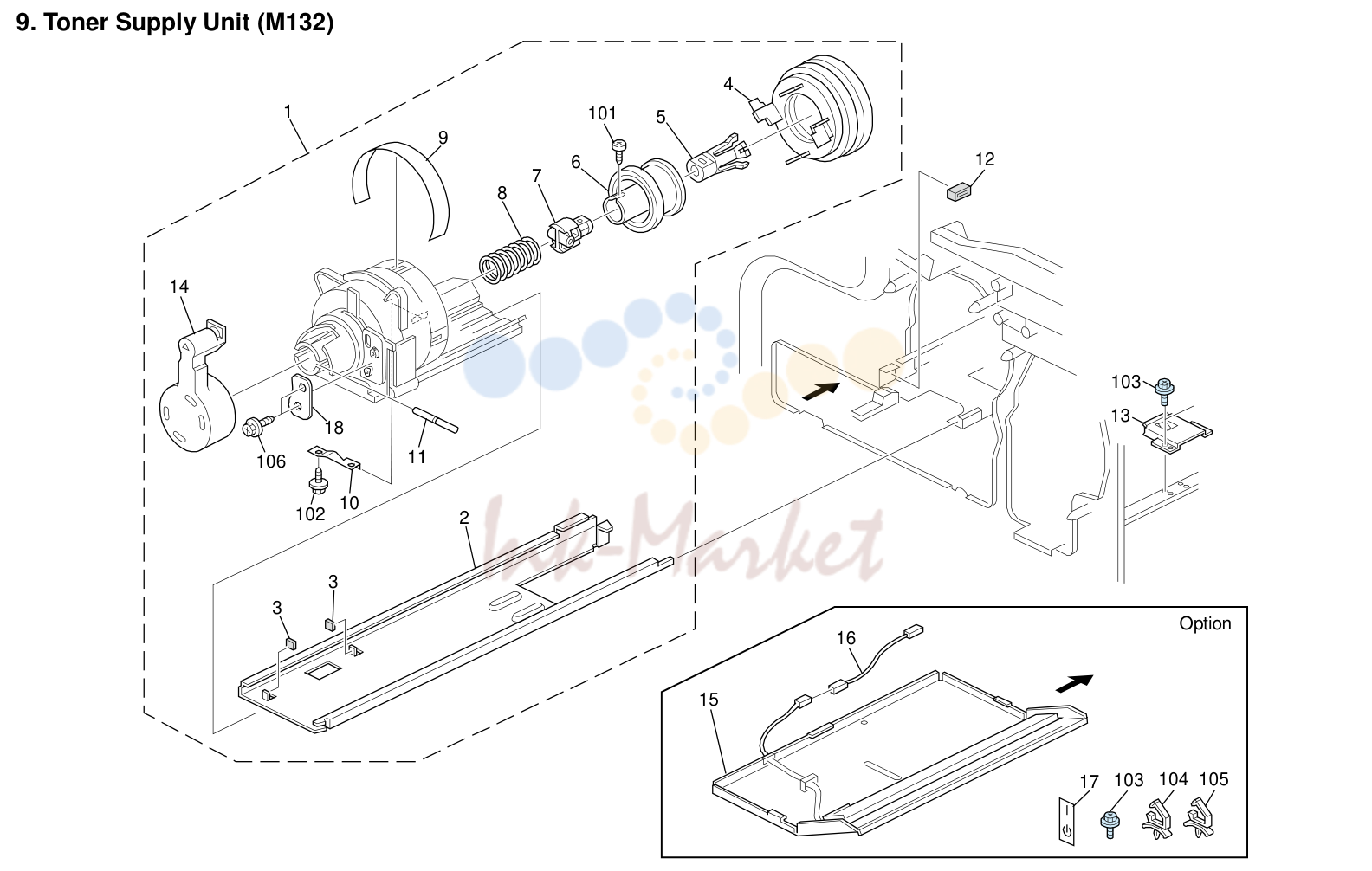 Toner Supply узел (M132)