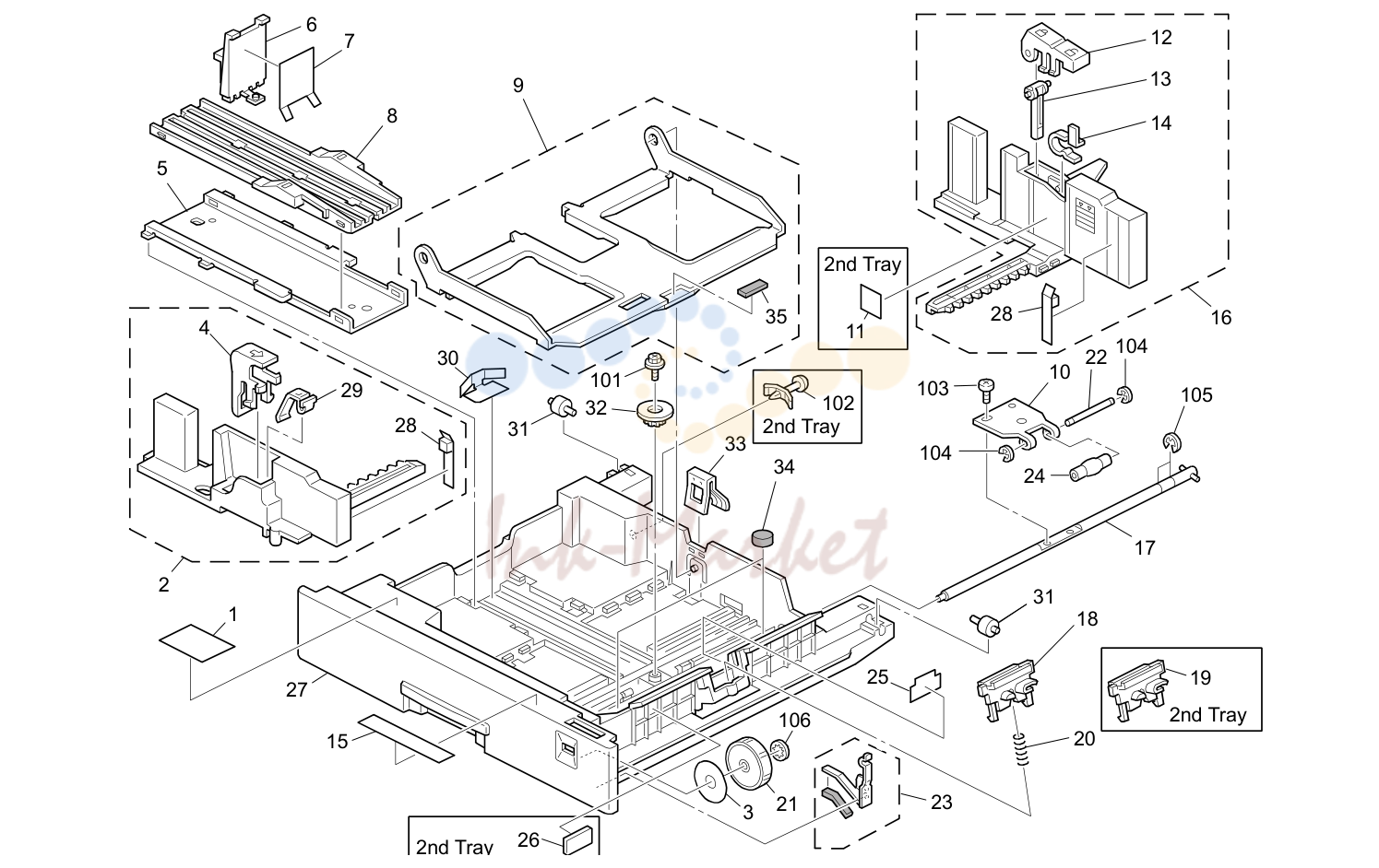 15. PAPER TRAY (B205/B209)