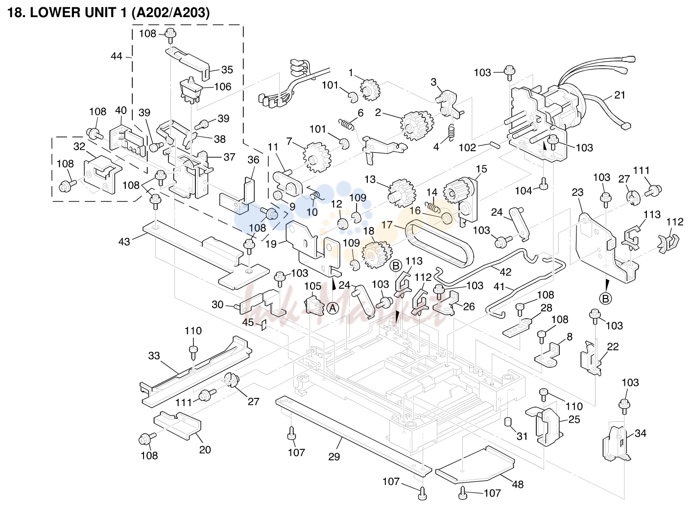 18. LOWER UNIT 1 (A202/A203)