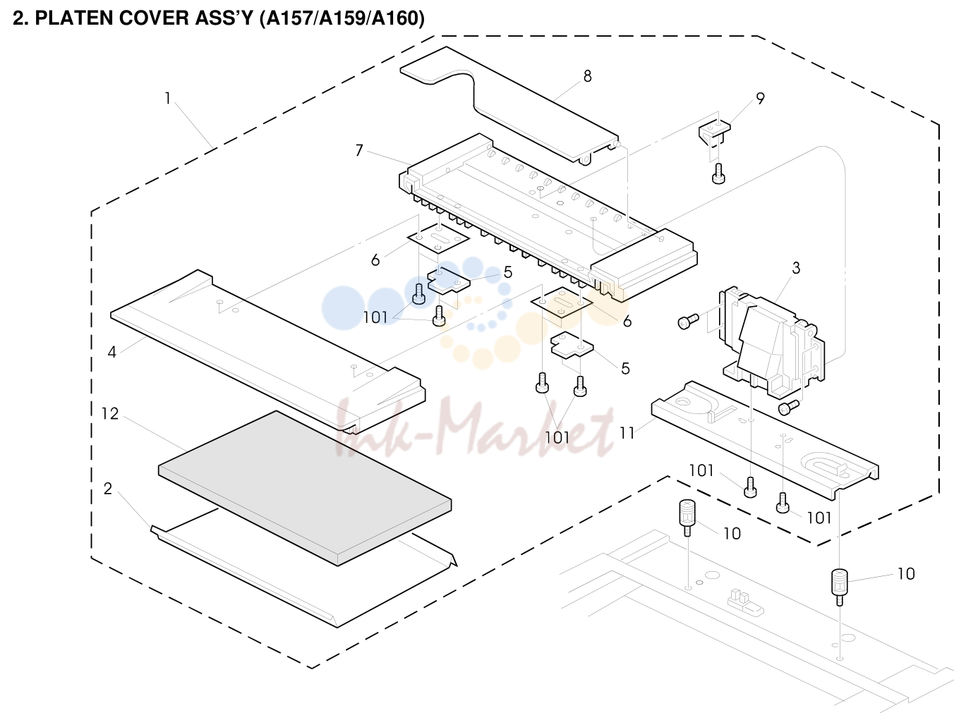 2. PLATEN COVER ASS’Y (A157/A159/A160)