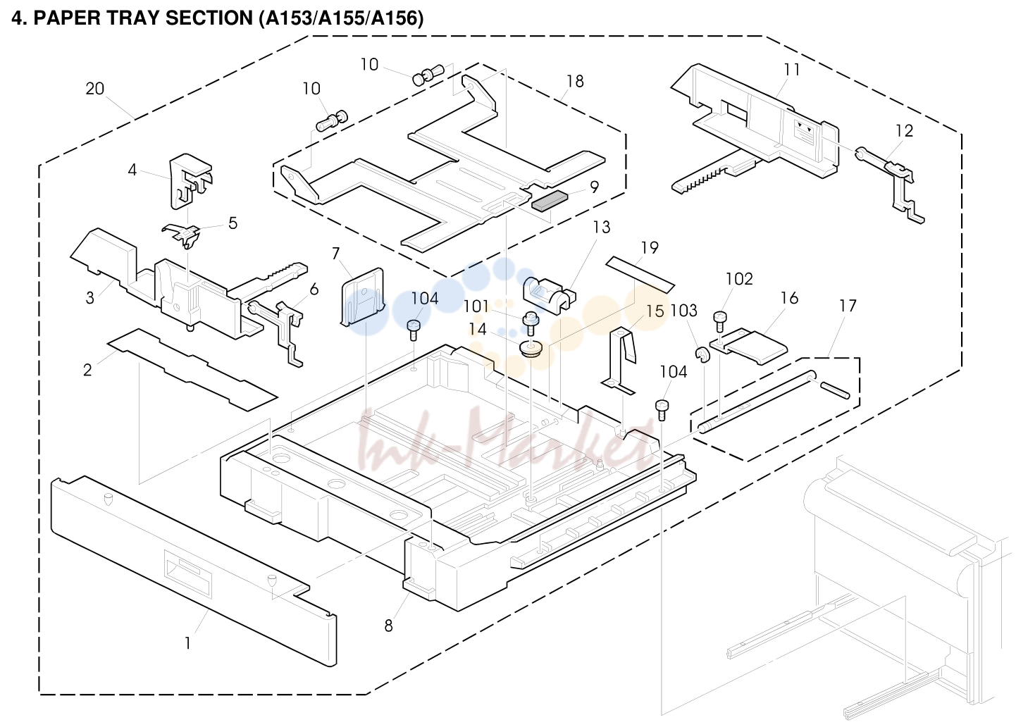 4. PAPER TRAY SECTION (A153/A155/A156)