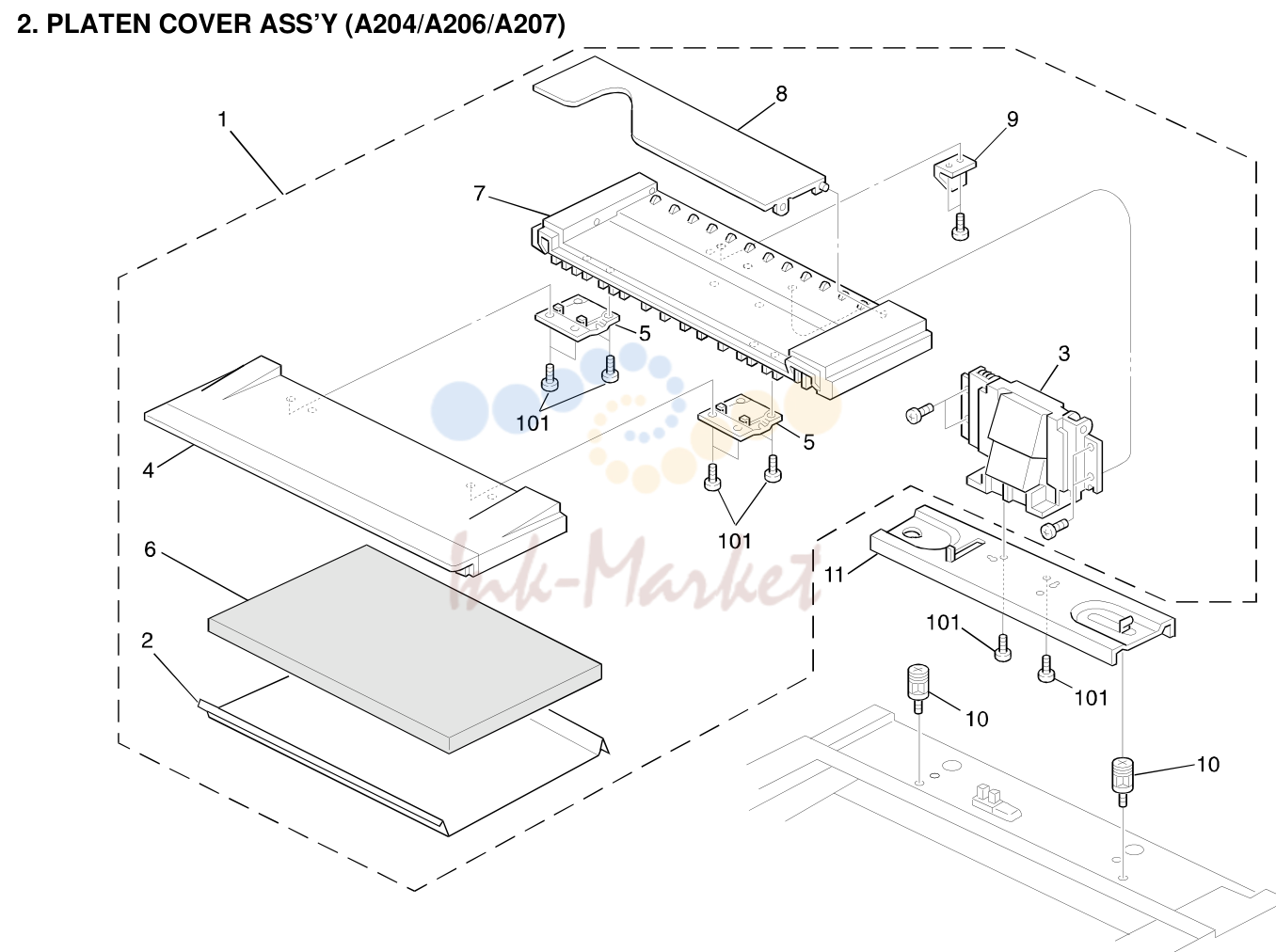 2. PLATEN COVER ASS’Y (A204/A206/A207)