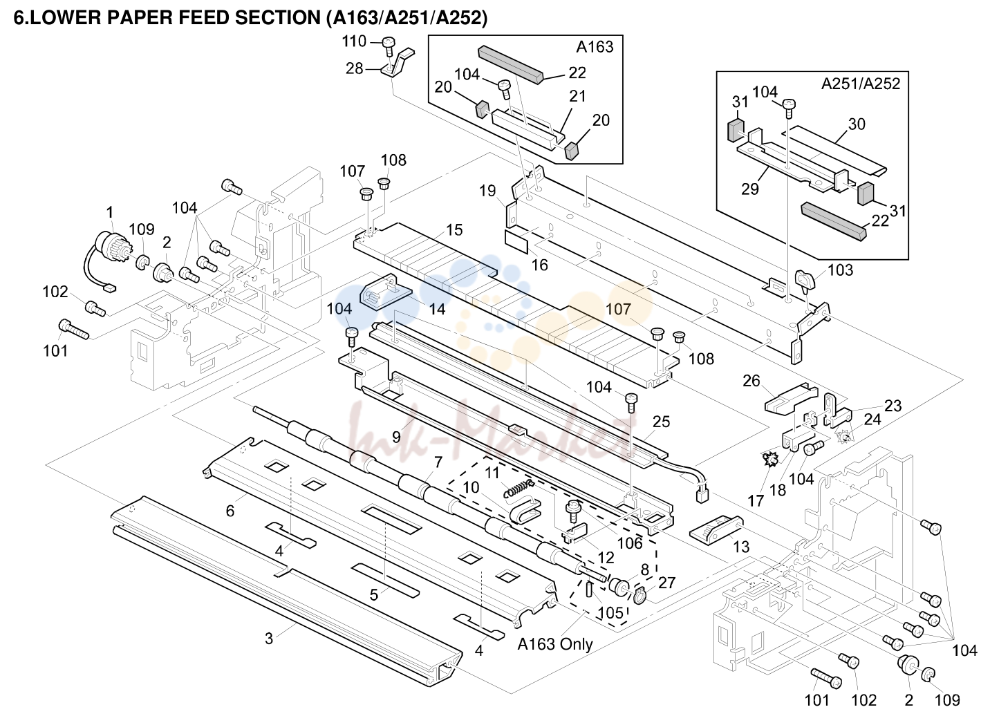 6. LOWER PAPER FEED SECTION (A163/A251/A252)
