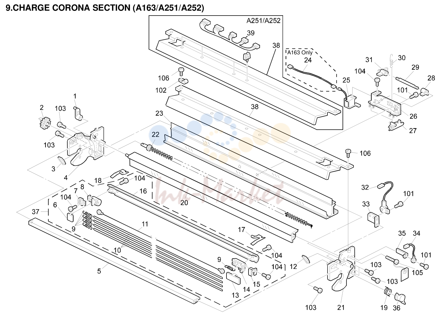9. CHARGE CORONA SECTION (A163/A251/A252)