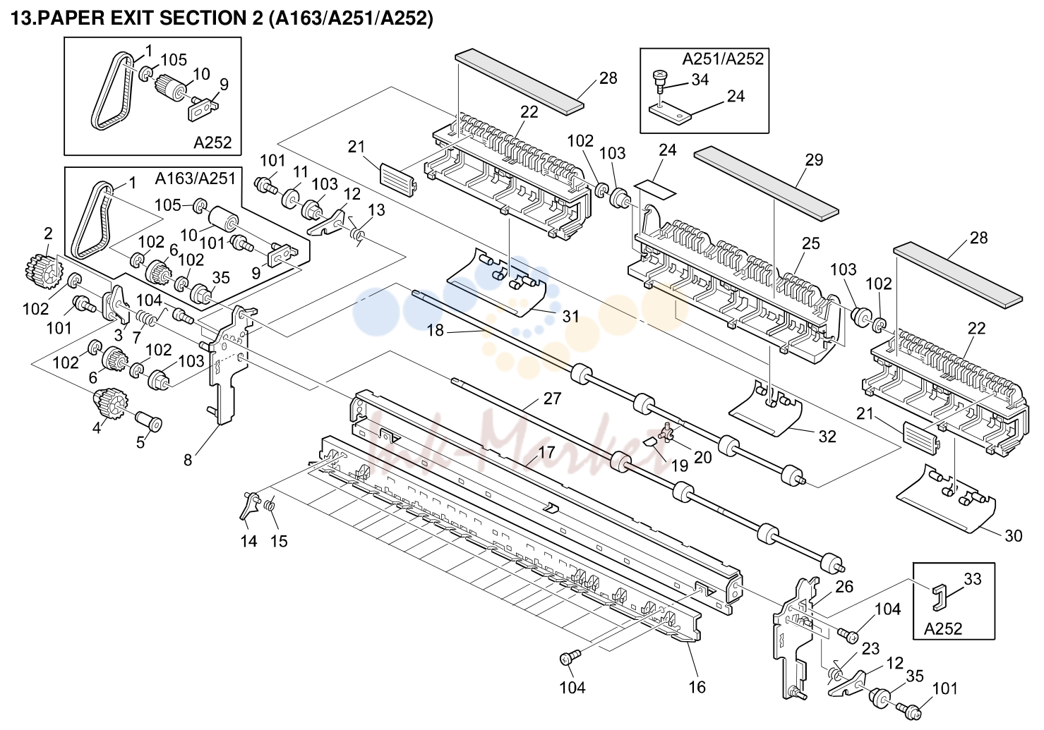 13. PAPER EXIT SECTION 2 (A163/A251/A252)