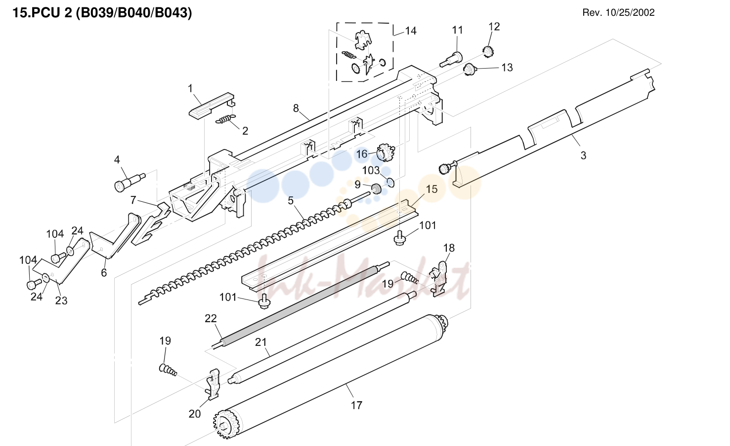 15. B039/B040/B043 36 Parts Location and List