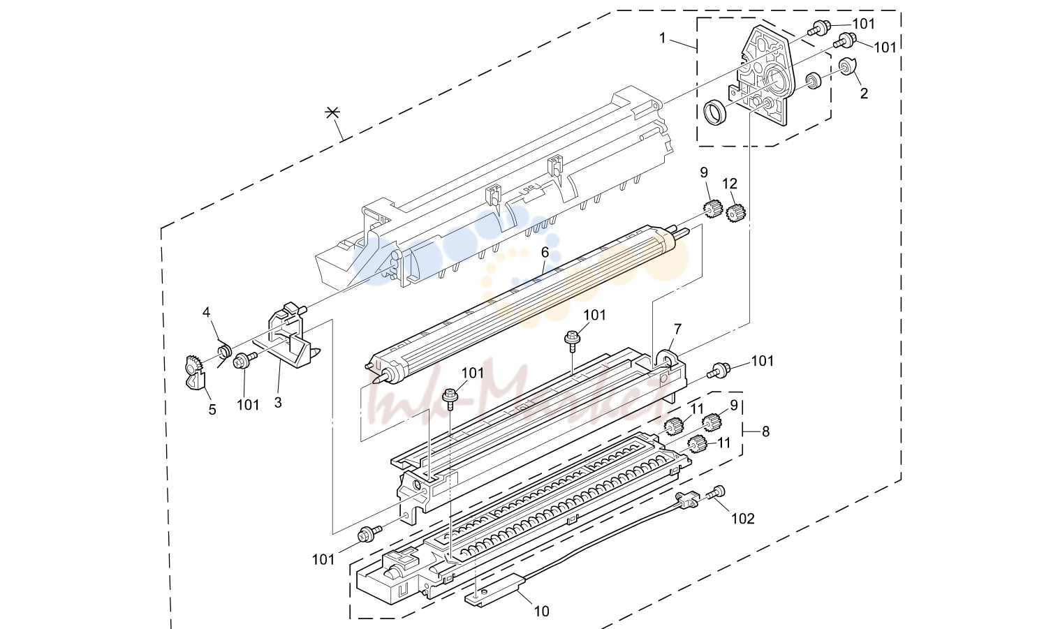 14. B121/B122/B123 34 Parts Location and List