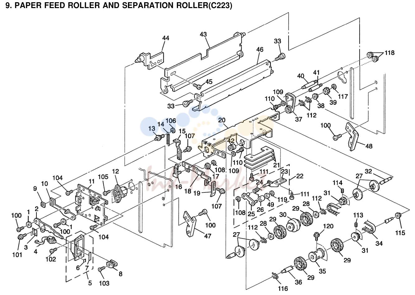 9. PAPER FEED ROLLER AND SEPARATION ROLLER(C223)