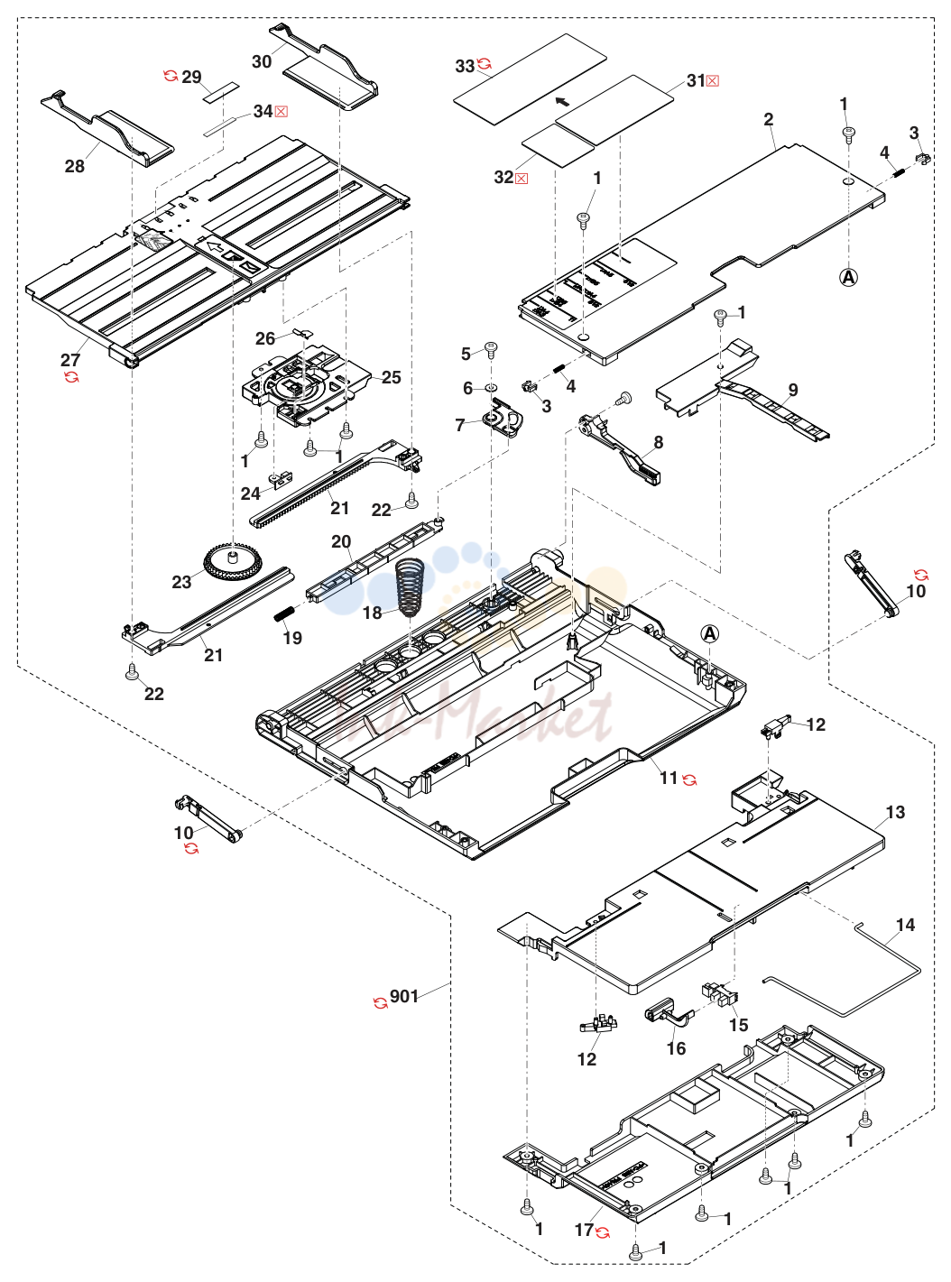 29. ⼿差しマルチ給紙トレイユニット (Manual paper feed tray unit)