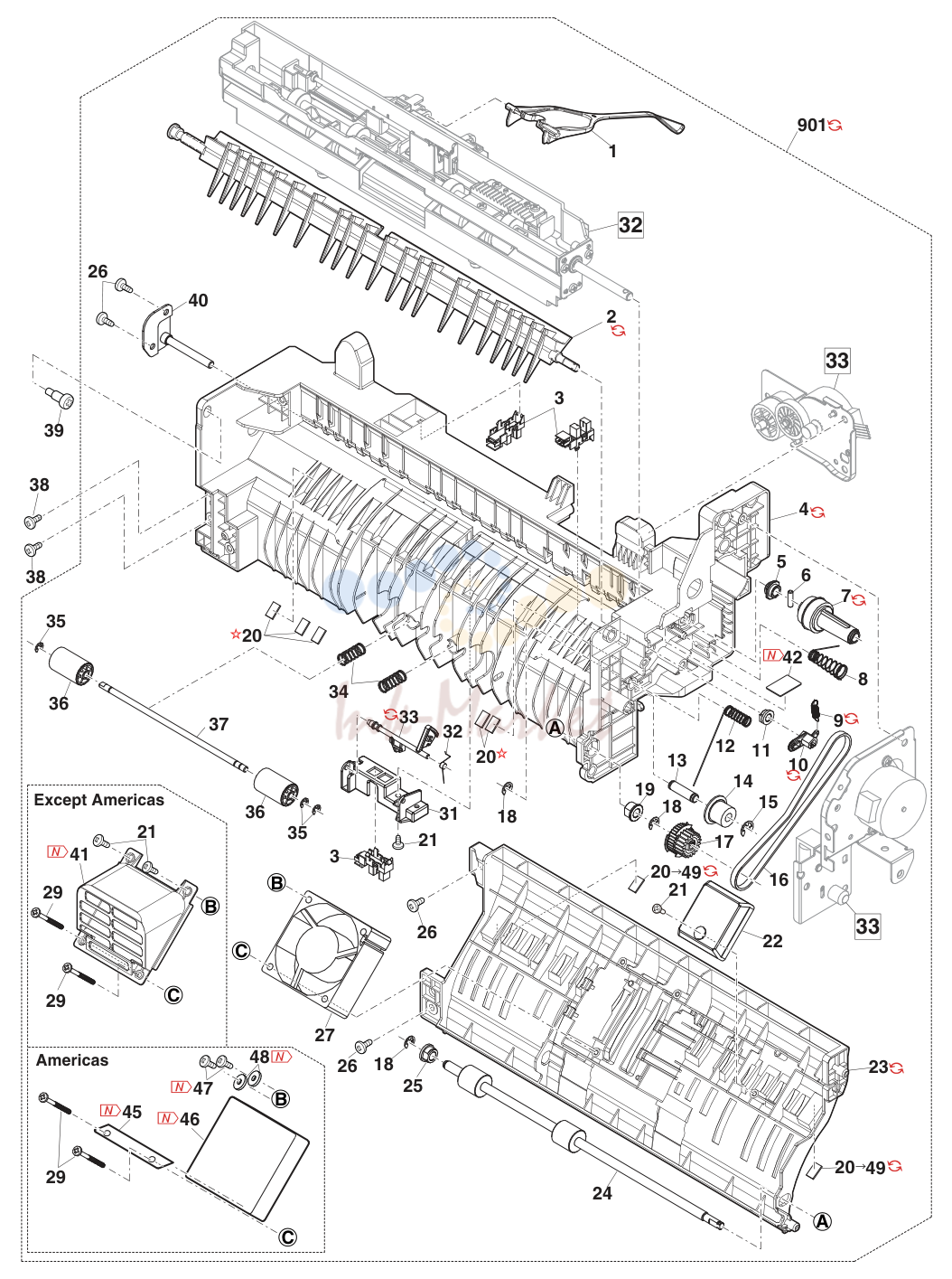 32. 排紙ﾌﾚｰﾑ (Delivery unit)