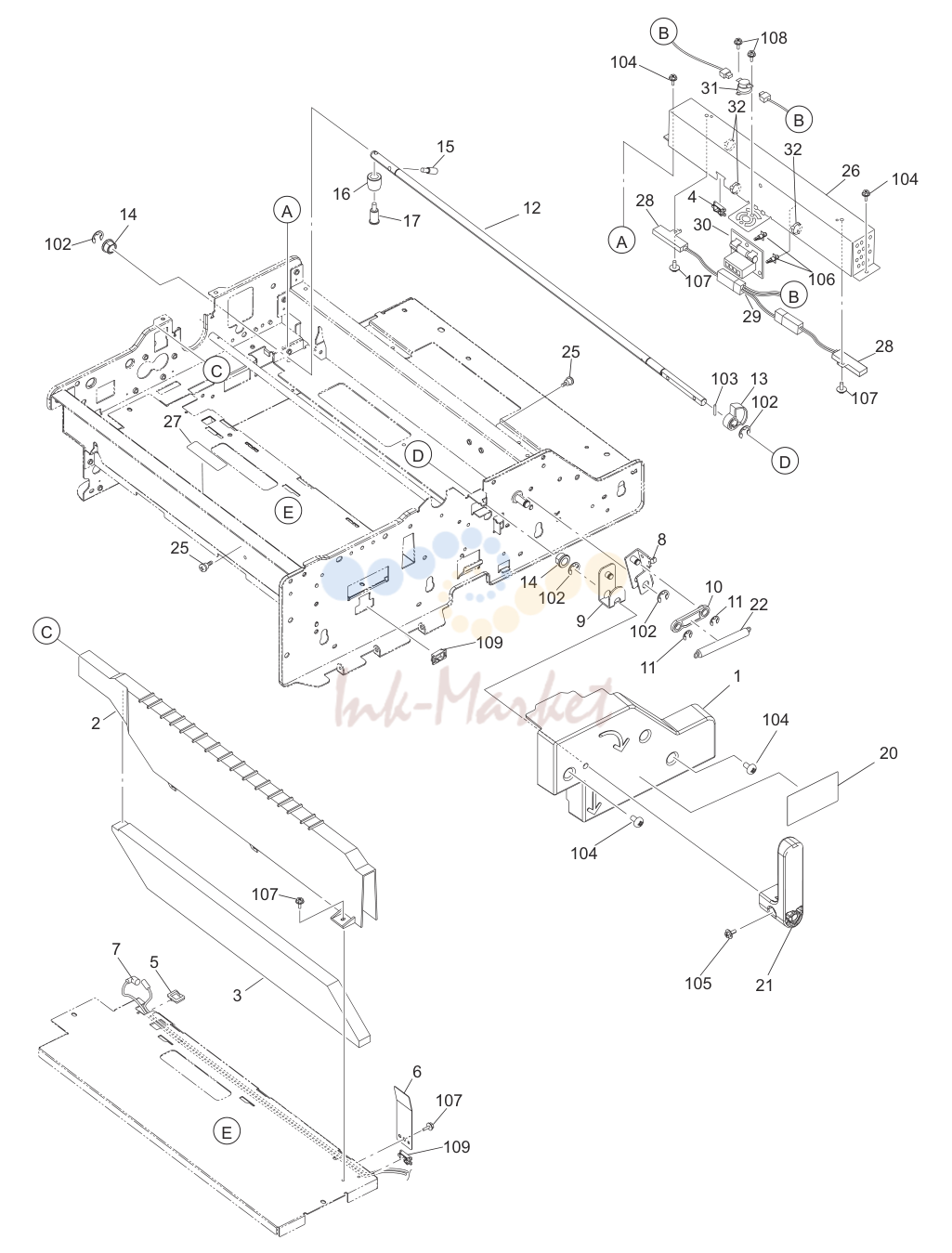 21. e-STUDIO555/655/755/855 TRANSPORT-BELT-GUIDE-2-ASM APRIL 2009