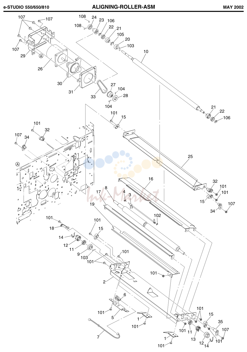 16. e-STUDIO 550/650/810 ALIGNING-ROLLER-ASM MAY 2002