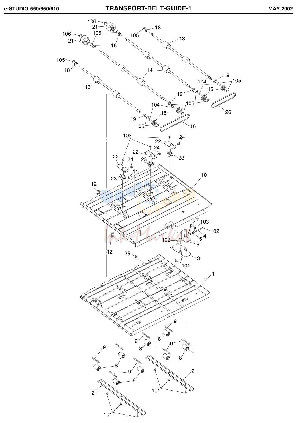 20. e-STUDIO 550/650/810 TRANSPORT-BELT-GUIDE-1 MAY 2002