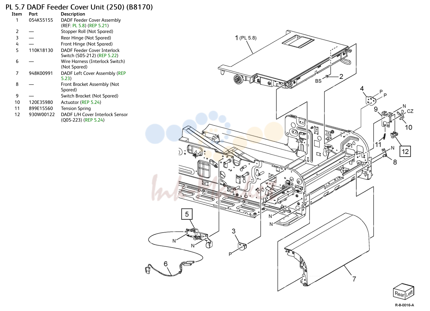 DADF Feeder крышка узел (250) (B8170)