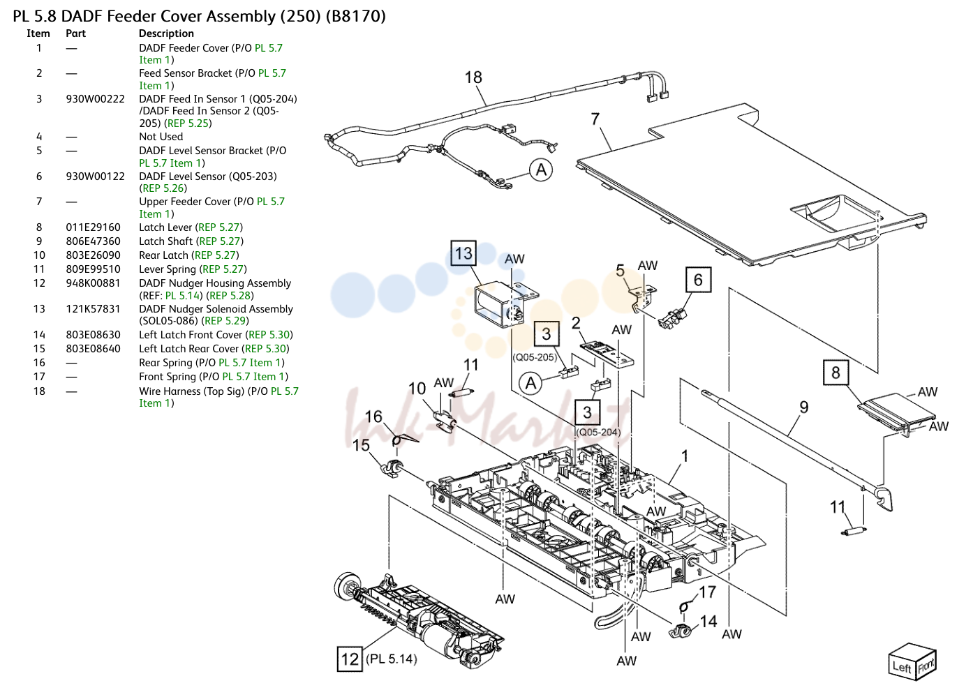 DADF Feeder крышка в сборе (250) (B8170)