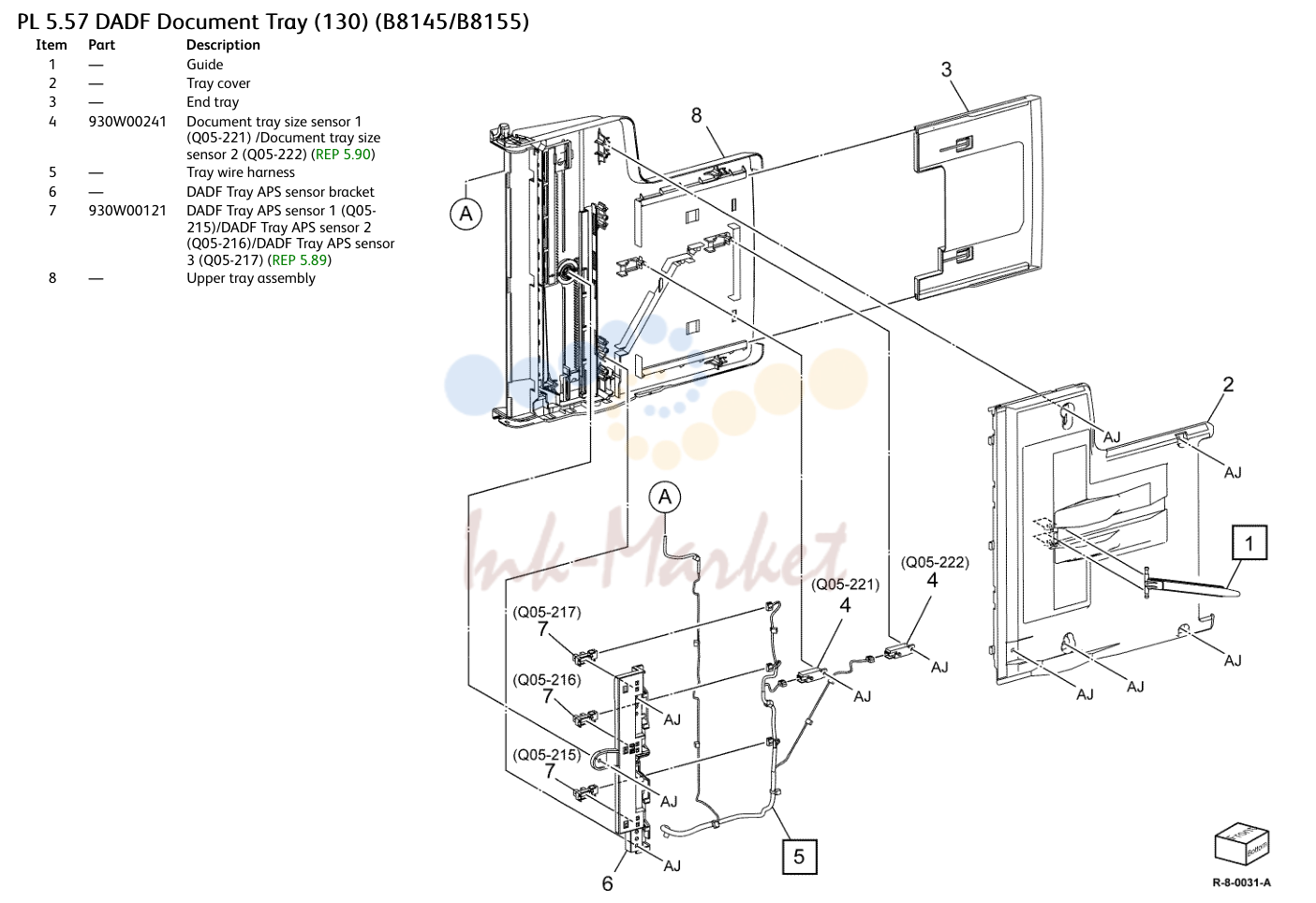 DADF Document Tray (130) (B8145/B8155)