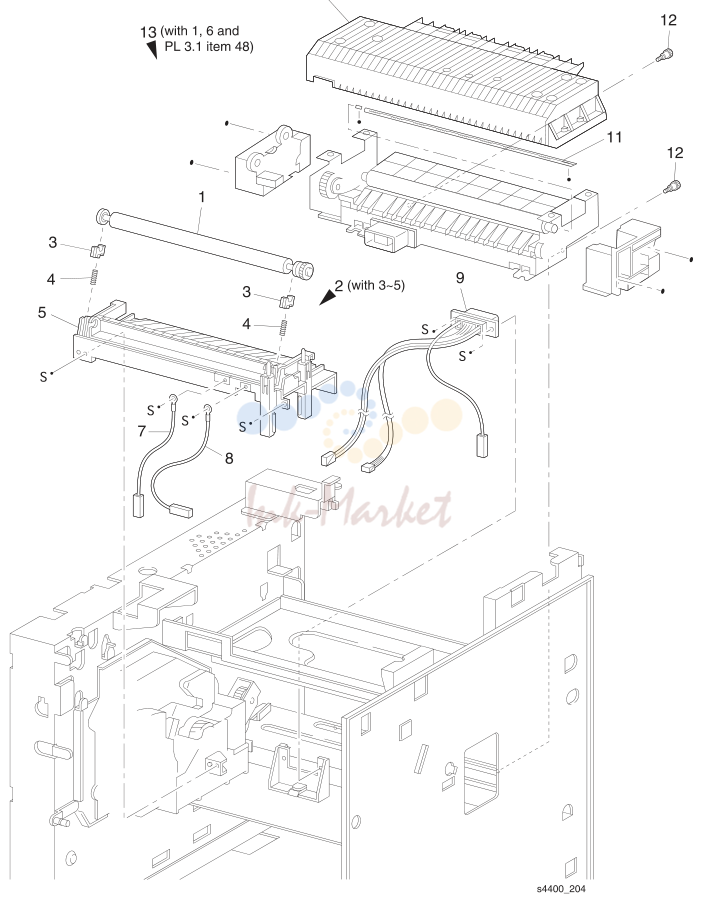 9. PL 6.1 Chute Transport and Fuser - Exploded View