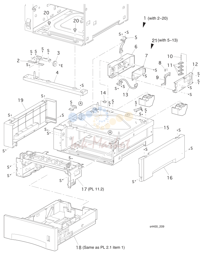 14. PL 11.1 550-Sheet Feeder (1 of 2) - Exploded View