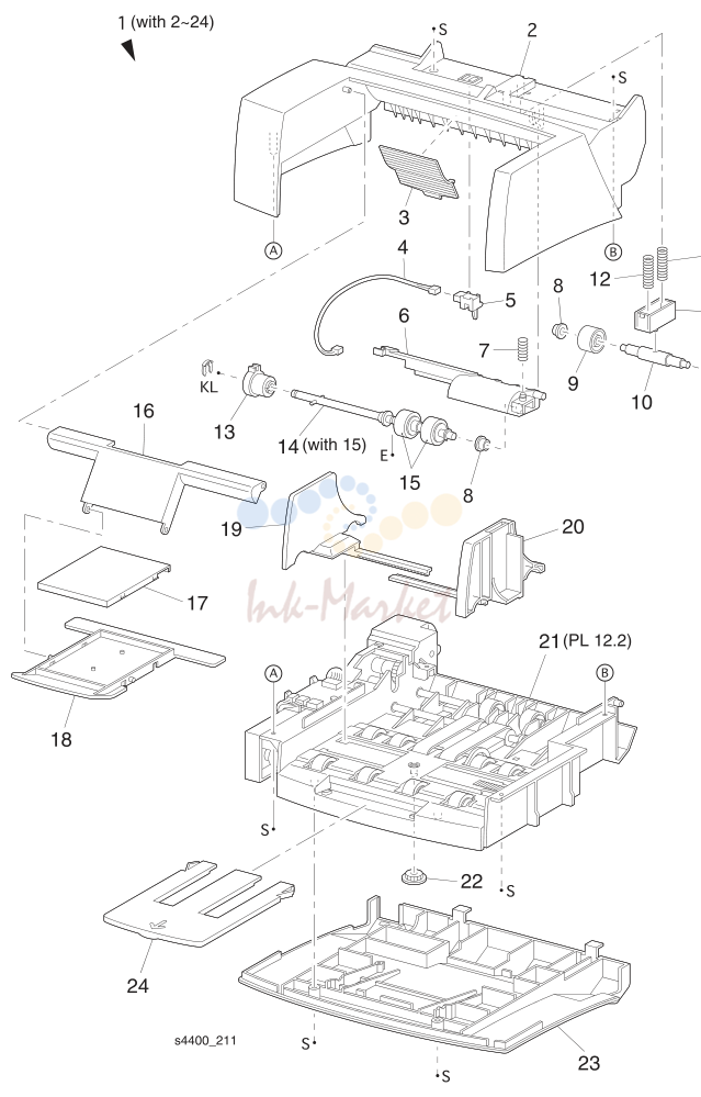 16. PL 12.1 Envelope Feeder (1 of 2) - Exploded View