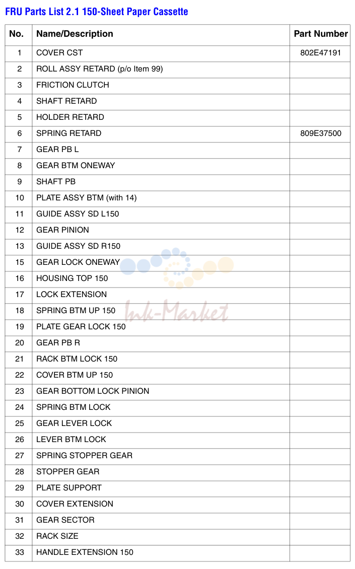 150-Sheet Paper Cassette No.