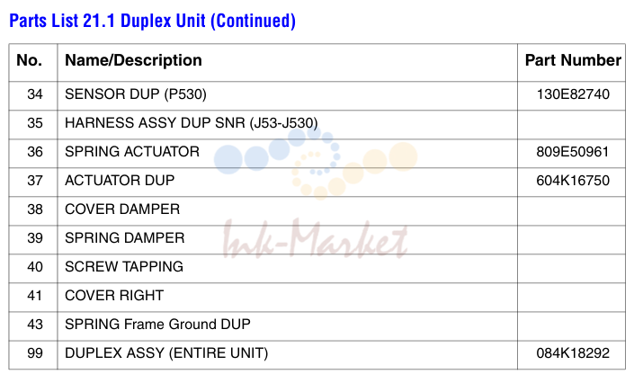 Duplex узел (Continued) No.