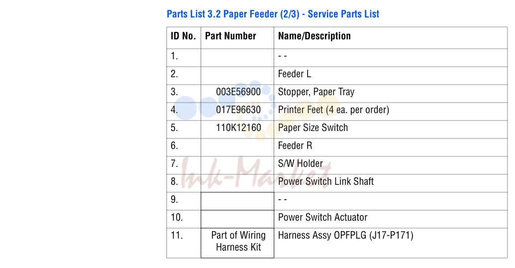Paper Feeder (2/3) - Service