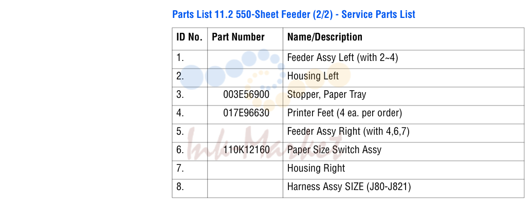 550-Sheet Feeder (2/2) - Service