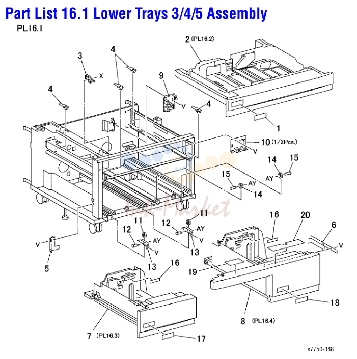 15. Part List 16.1 Lower Trays 3/4/5 Assembly