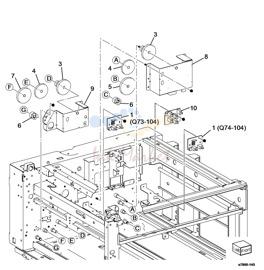 Tray 3/4/5 Paper Size датчик, Tray 4/5 Lift шестерня - TT