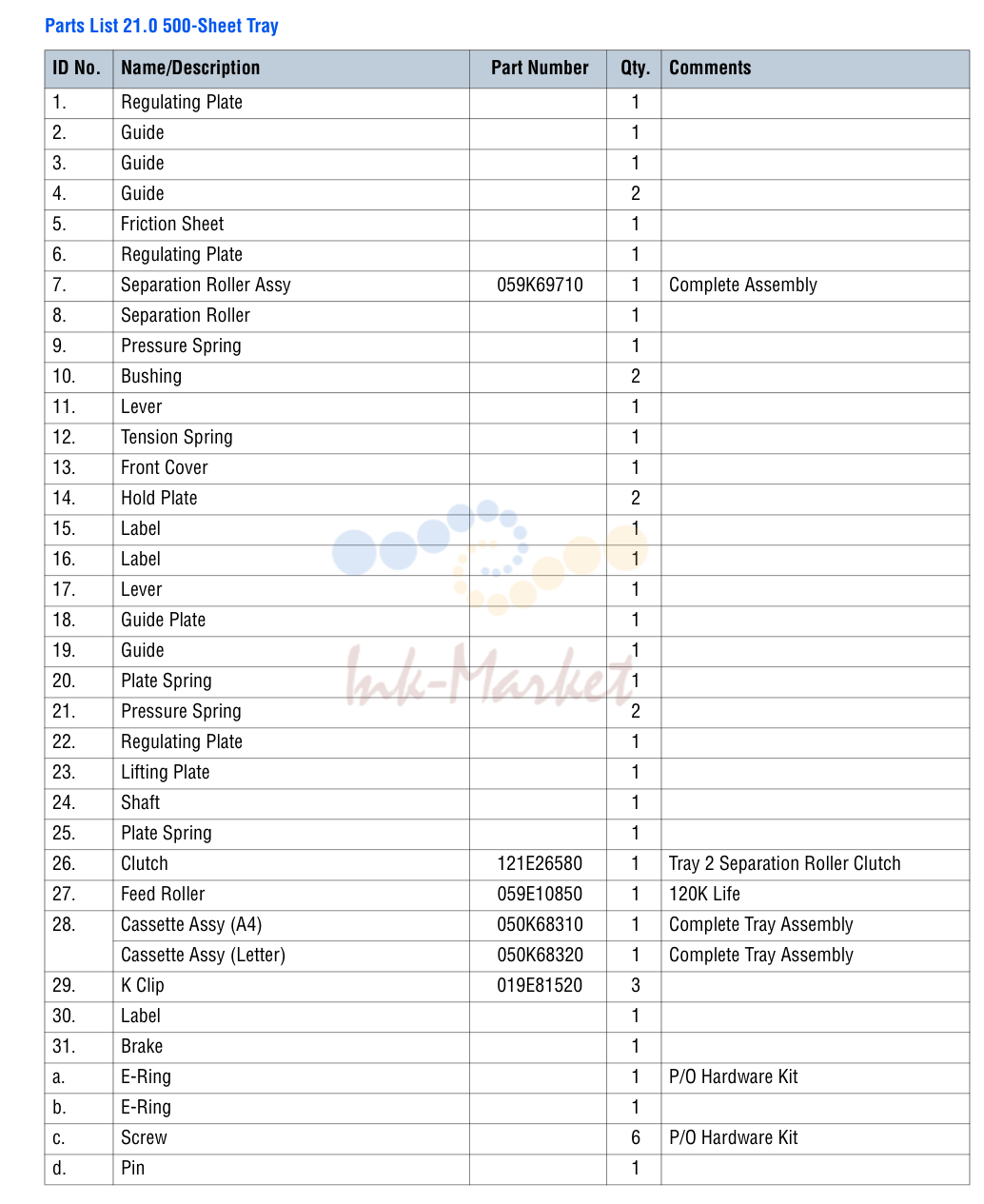 500-Sheet Tray