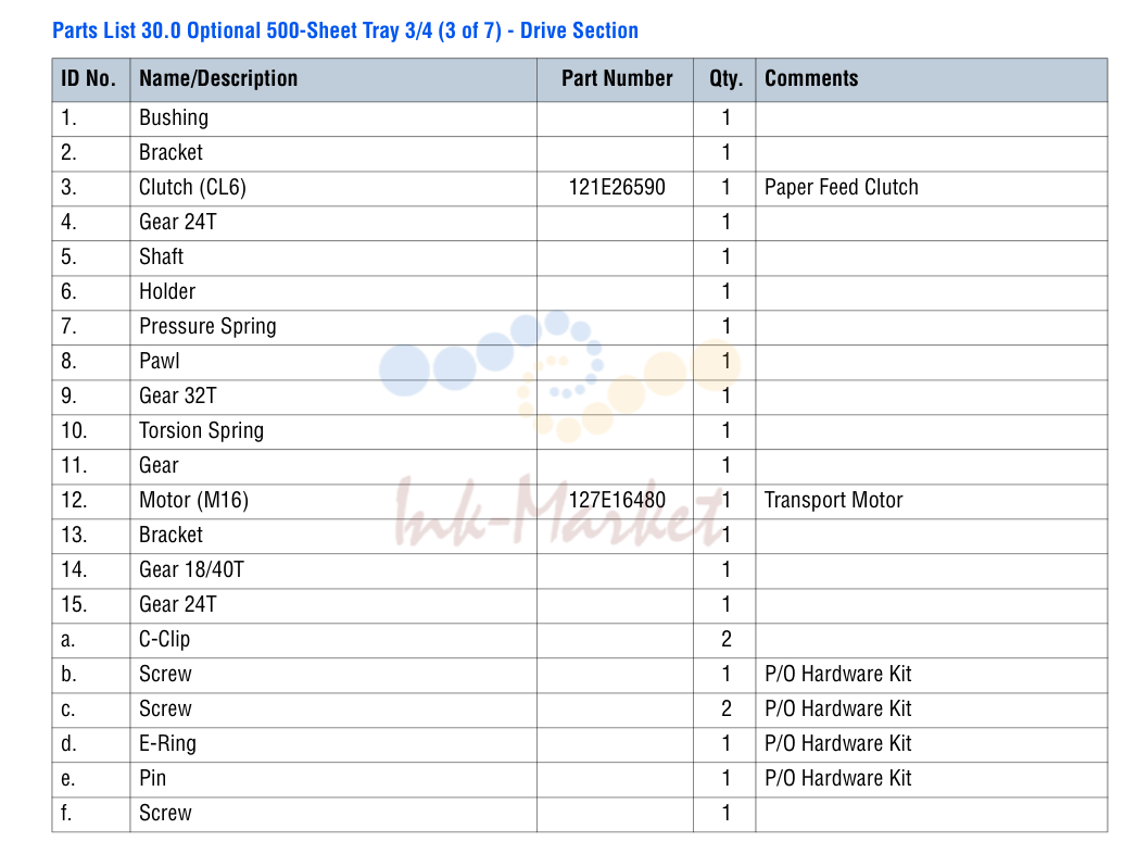 Optional 500-Sheet Tray 3/4 (3 of 7) - привод Section