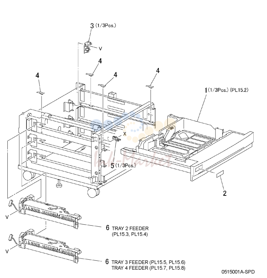 Tray 2/3/4 Feeders & Paper Trays (3TM)