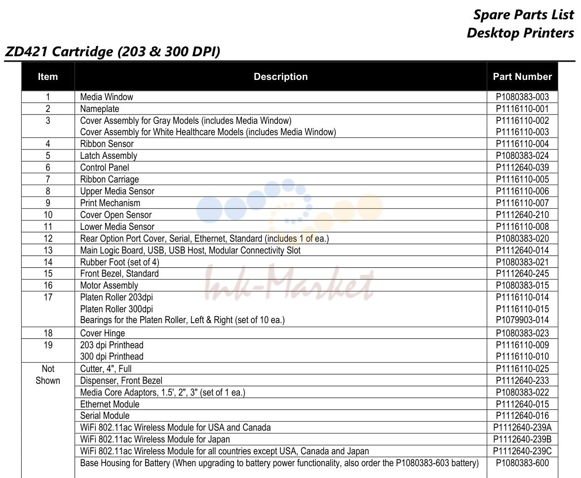 1. Spare Parts List